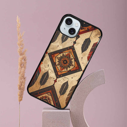 iPhone 15 Plus Case — Native American Geometric Pattern Arrows Feathers, Custom Printed Phone Case