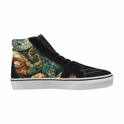 WOMEN'S Snake Skin Reptile High Top Canvas Dark Academia Custom Sneakers