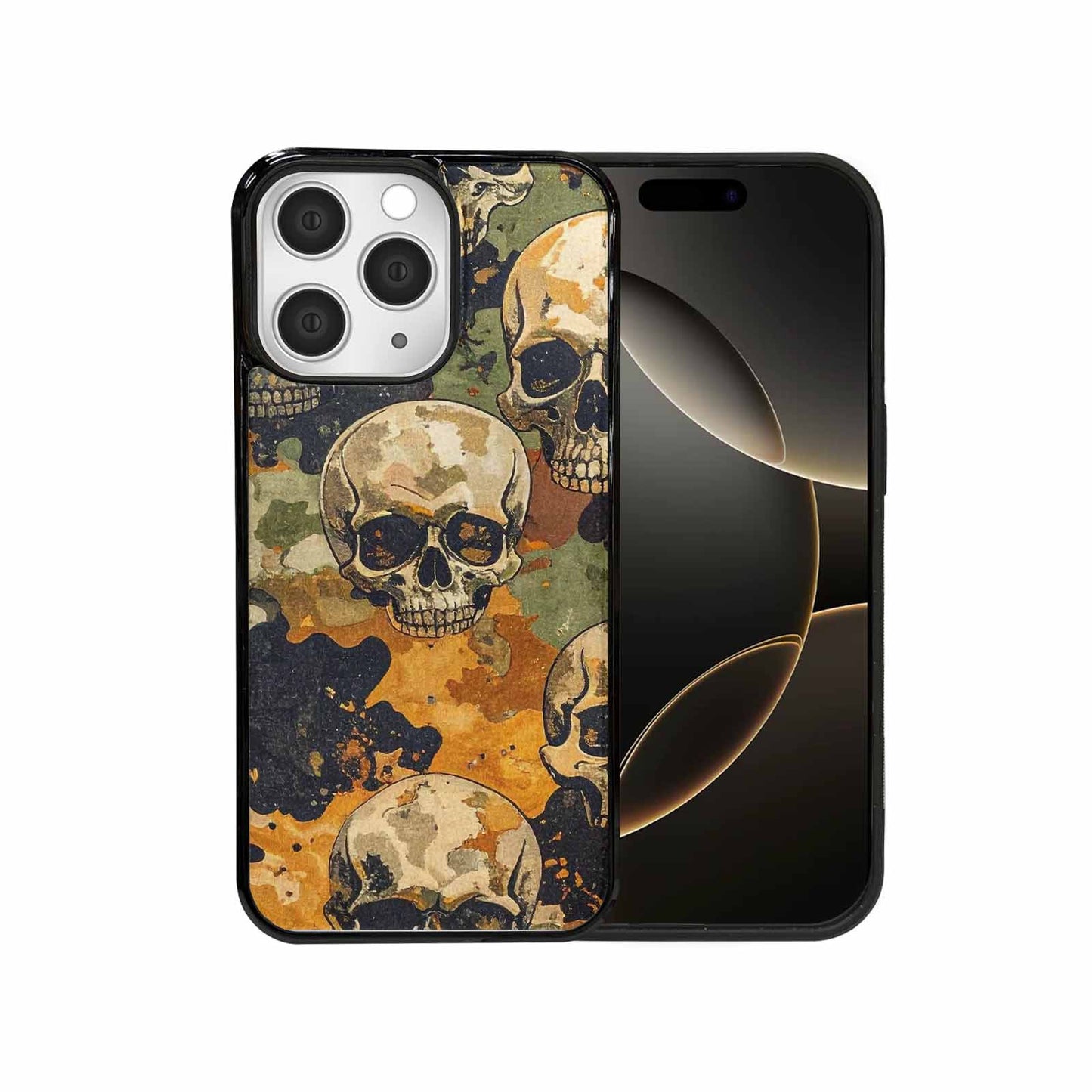 iPhone 15 Pro Max Case — Military Camo Skull Custom, Personalized Phone Case