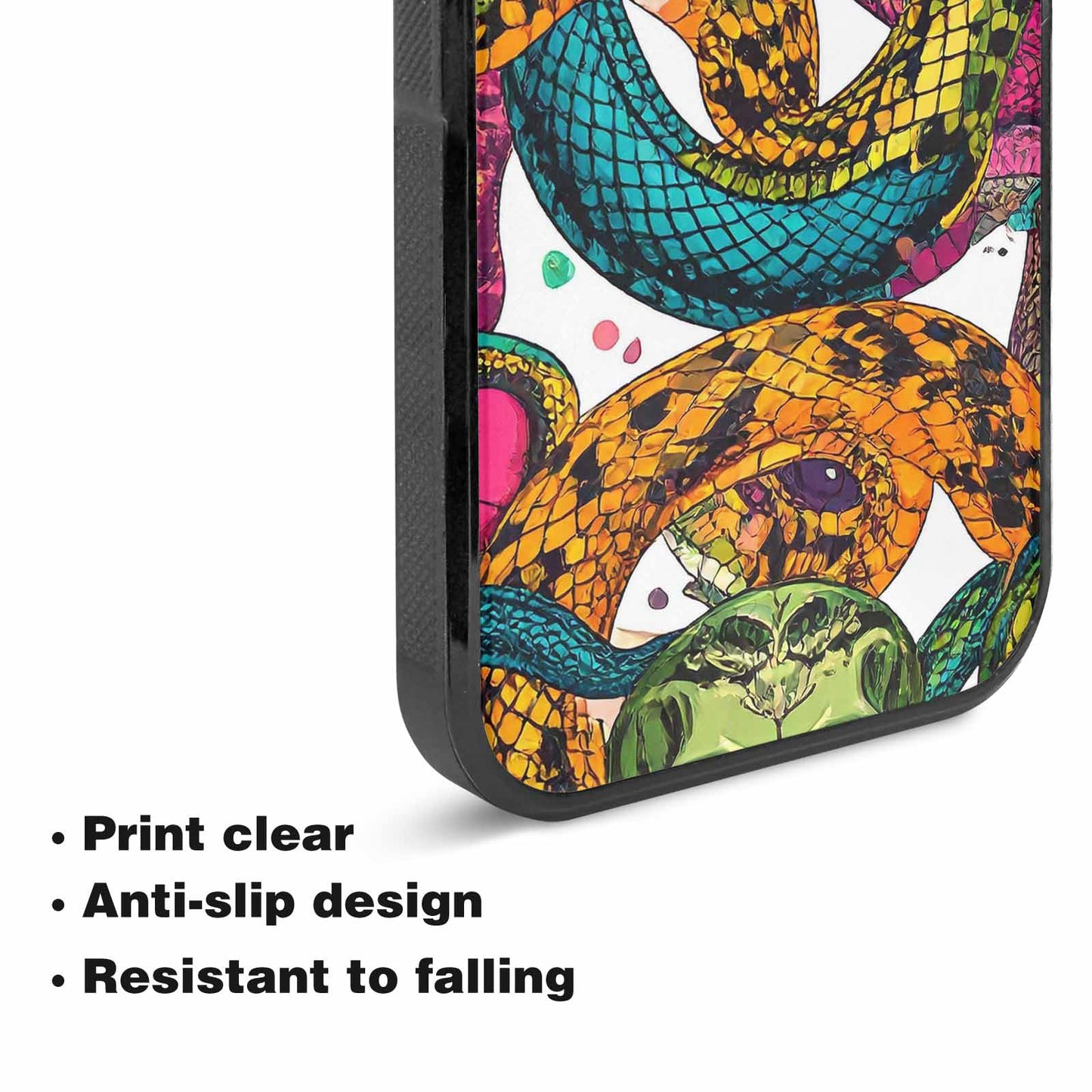 iPhone 15 Plus Case — Snake Print Skull, Custom Made Phone Cover