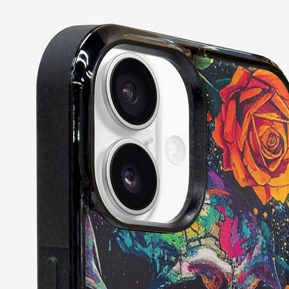 iPhone 16 Case — Skulls Roses Acid Wash, Custom Printed Phone Case