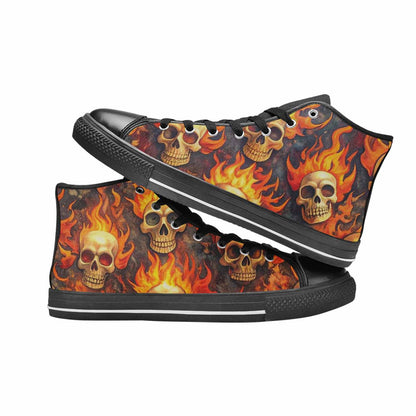 MEN'S Skulls - Flaming High Top Canvas Vibrant Chaos Custom Shoes