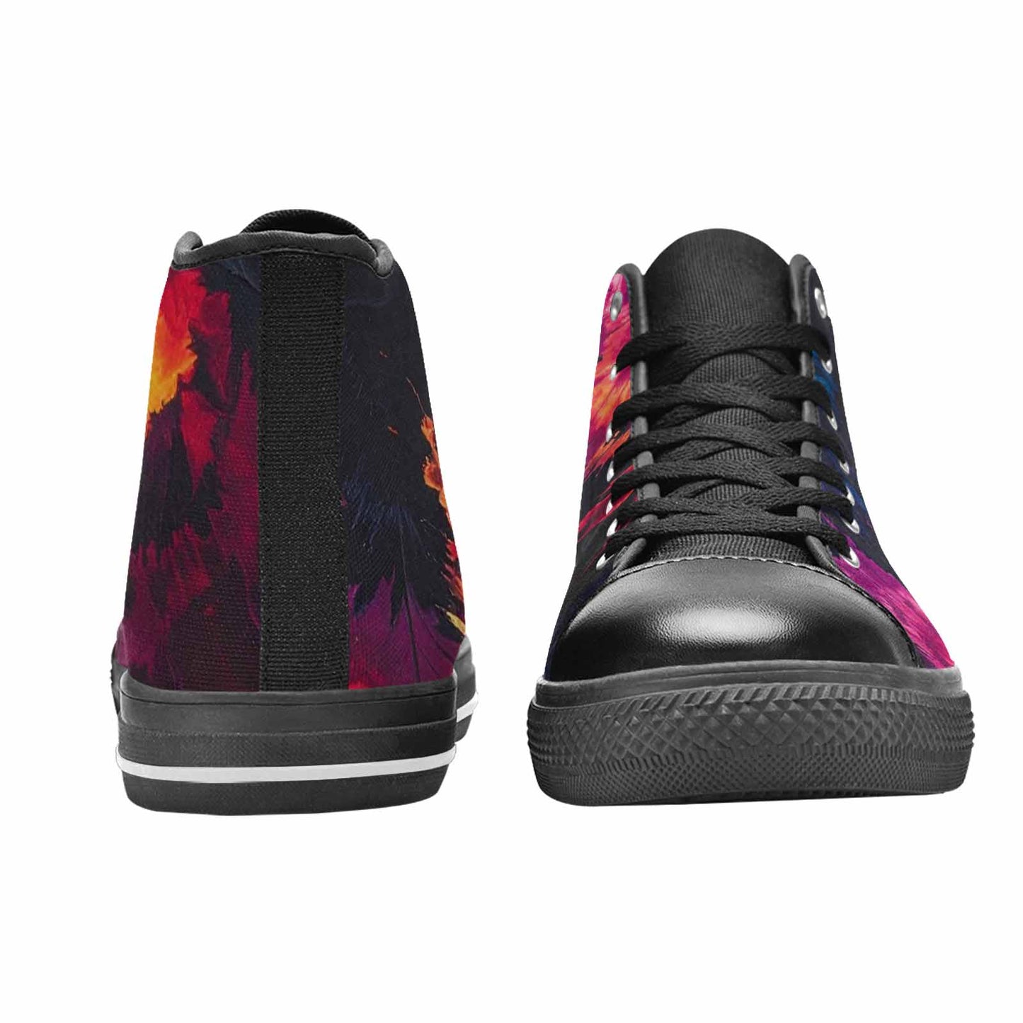 MEN'S Tie Dye Dark High Top Canvas Neon Fantasy Custom Shoes