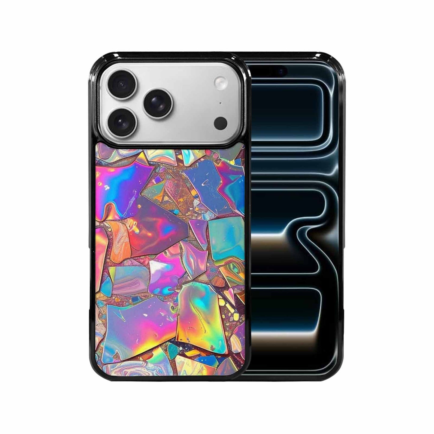 iPhone 17 Pro Max Case — Holographic Iridescent Shimmer Pattern Original Art, Custom Made Phone Cover