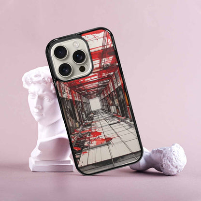 iPhone 16 Pro Case — Liminal Space Fragment Black Red Ink, Custom Printed Phone Case
