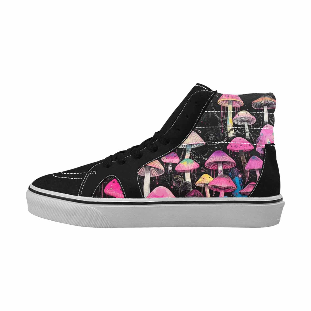 MEN'S Rainbow Drip Mushrooms High Top Canvas Vibrant Chaos Sneakers