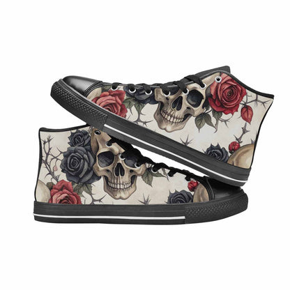 MEN'S Skulls - Roses High Top Canvas Neon Fantasy Custom Shoes