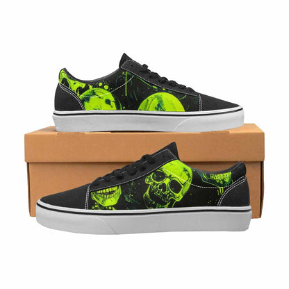 WOMEN'S Skeletons  Neon Green Lace-Up Canvas Dark Academia Sneakers