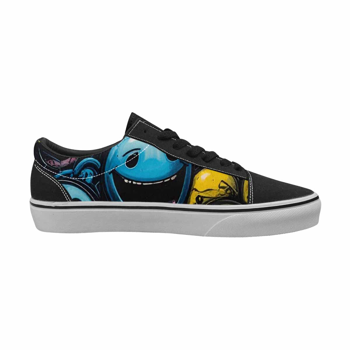 WOMEN'S Melting Moon Smiley Lace-Up Canvas Kaleidoscope Custom Sneakers