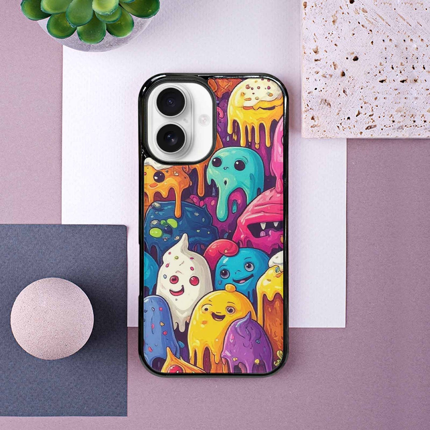 iPhone 16 Case — Melting Ice Cream Monster Charac, Custom Made Phone Cover