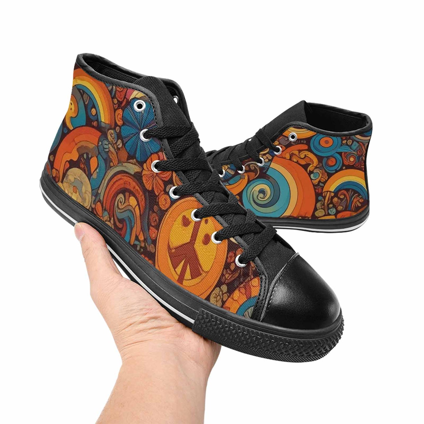 MEN'S Groovy 70S Peace High Top Canvas Y2K Custom Shoes