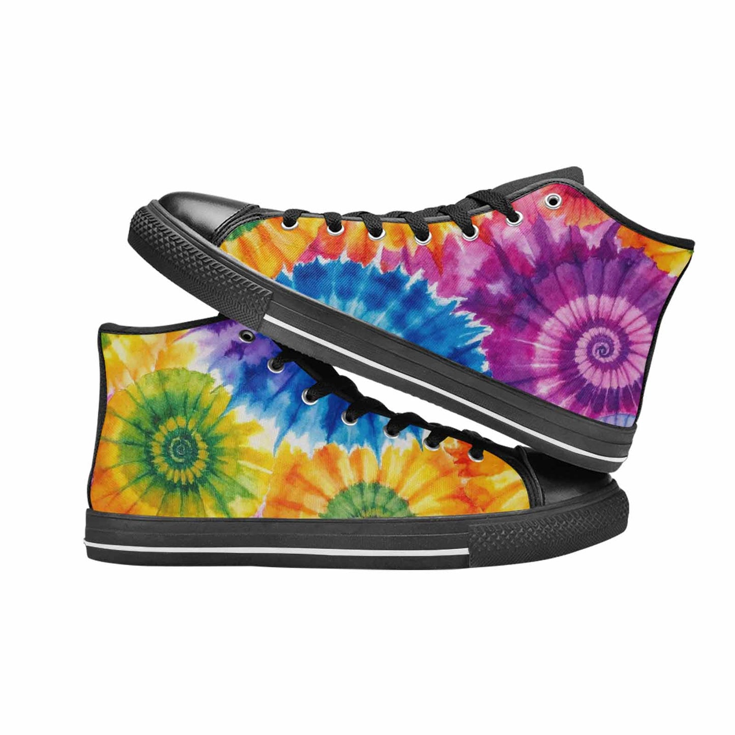 MEN'S Tie Dye Swirl High Top Canvas Cottagecore Custom Sneakers