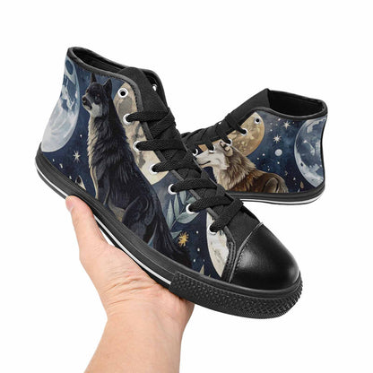 MEN'S Wolf Silhouette Moon High Top Canvas Vivid Shoes