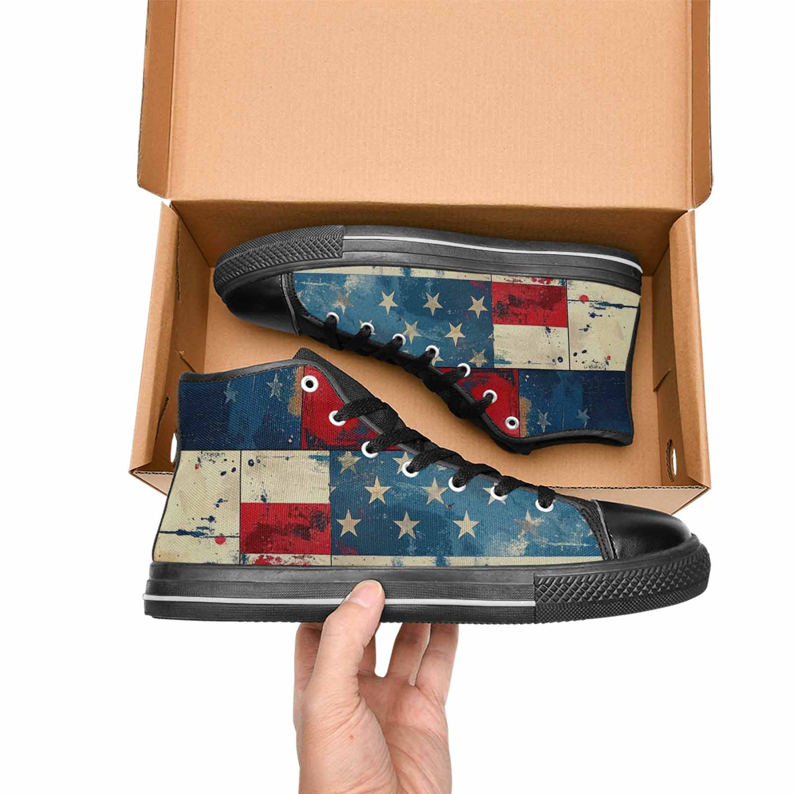 MEN'S American Flag Stars High Top Canvas Cottagecore Custom Sneakers