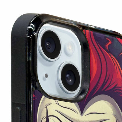 iPhone 15 Case — Evil Circus Heads Faces Overlapping Patterns, Custom Made Phone Cover