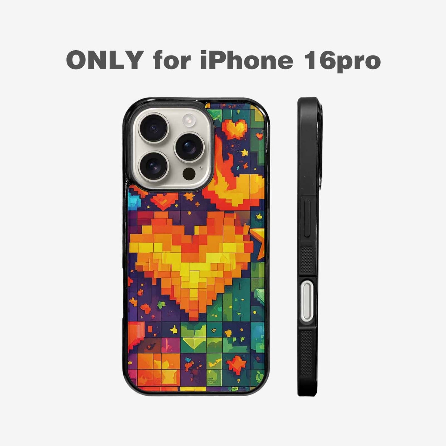iPhone 16 Pro Case — Pixel Art 8 Bit Burst Pattern, Custom Printed Phone Case