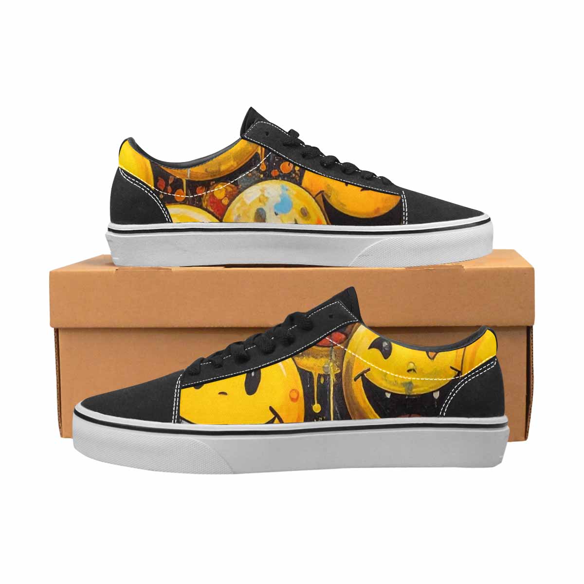 WOMEN'S Melting Moon Smiley — Lace-Up Canvas Dreamlike Shoes