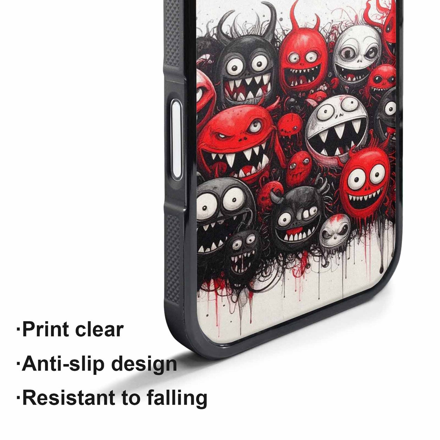 iPhone 17 Pro Max Case — Black &amp; Red Ink Cartoon Cute, Custom Phone Case