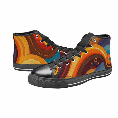 WOMEN'S Groovy 70S Peace High Top Canvas Cottagecore Custom Shoes