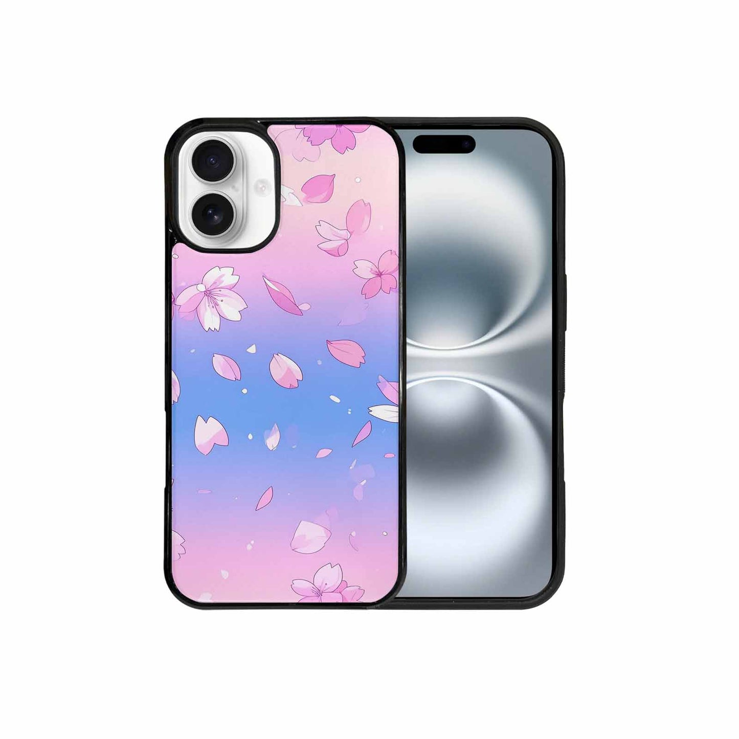 iPhone 16 Plus Case — Stylized Anime Style Cherry Blossom Petals, Custom Printed Phone Case