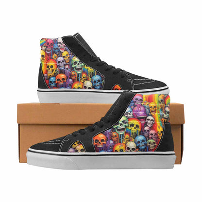 WOMEN'S Skulls High Top Canvas Original Design Wallpaper Art All Over Print Shoes