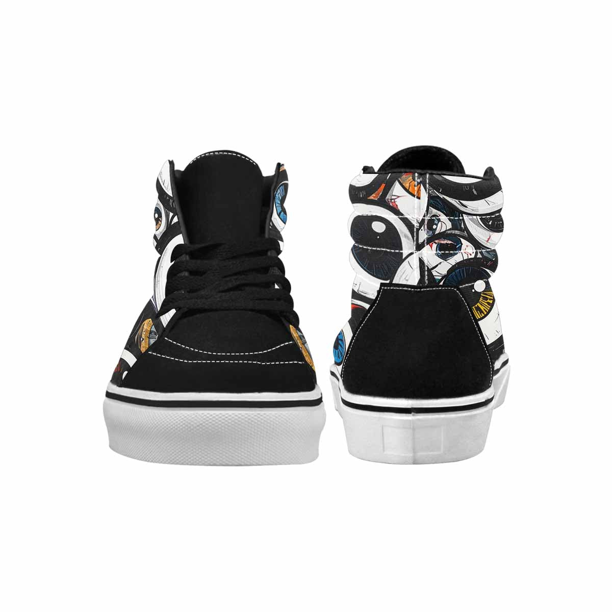 WOMEN'S Googly Cartoon Eyeballs High Top Canvas Vibrant Chaos Custom Sneakers