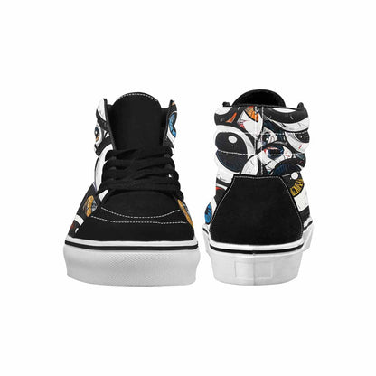 WOMEN'S Googly Cartoon Eyeballs High Top Canvas Vibrant Chaos Custom Sneakers