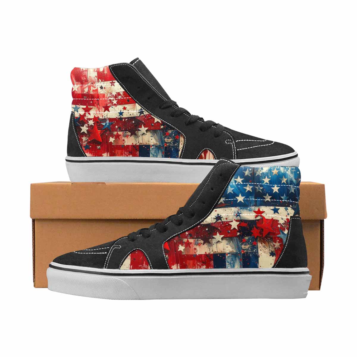 WOMEN'S Patriotic High Top Canvas Custom Design Vivid Shoes