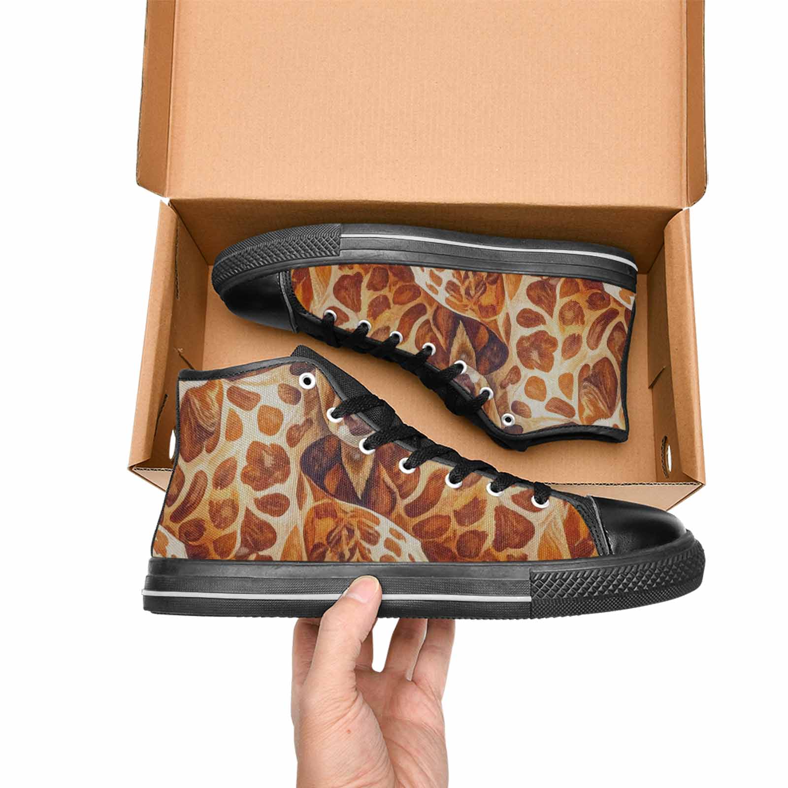 WOMEN'S Cow Animal Print High Top Canvas Dark Academia Shoes