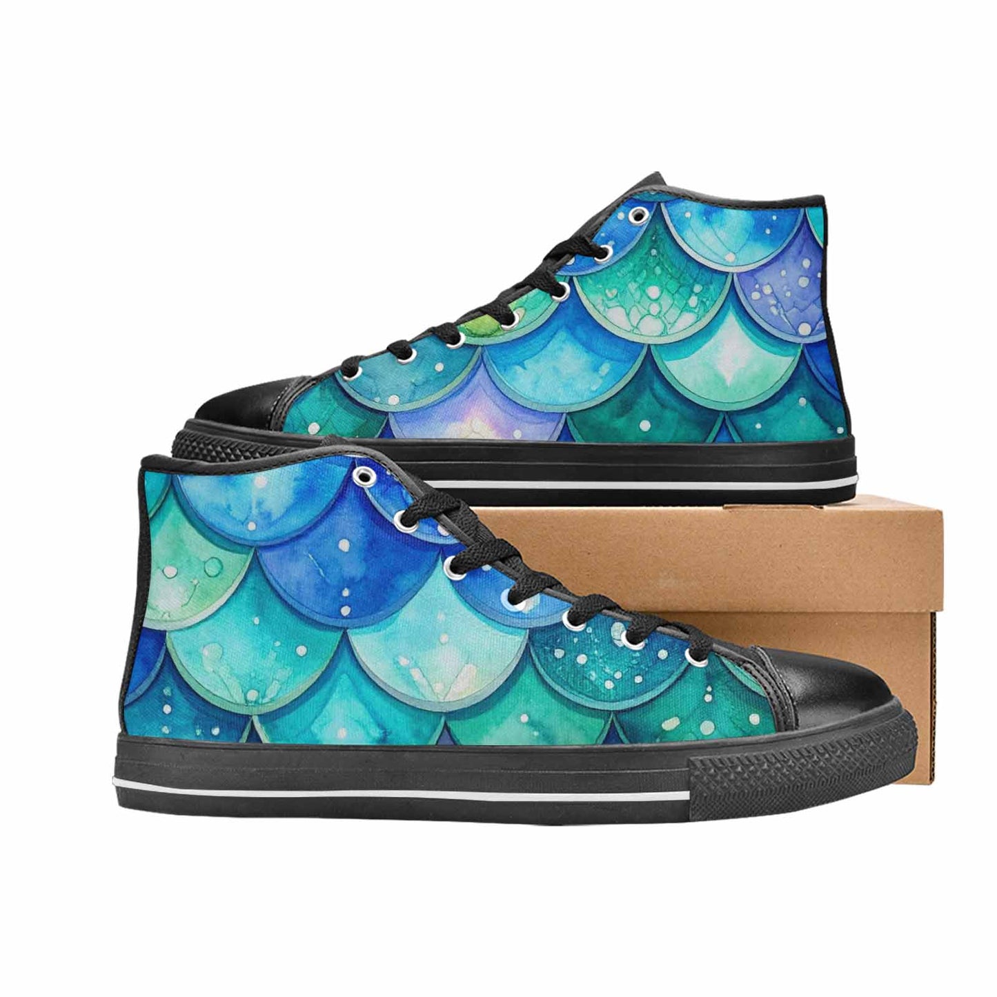 MEN'S Mermaid Scale High Top Canvas Y2K Sneakers