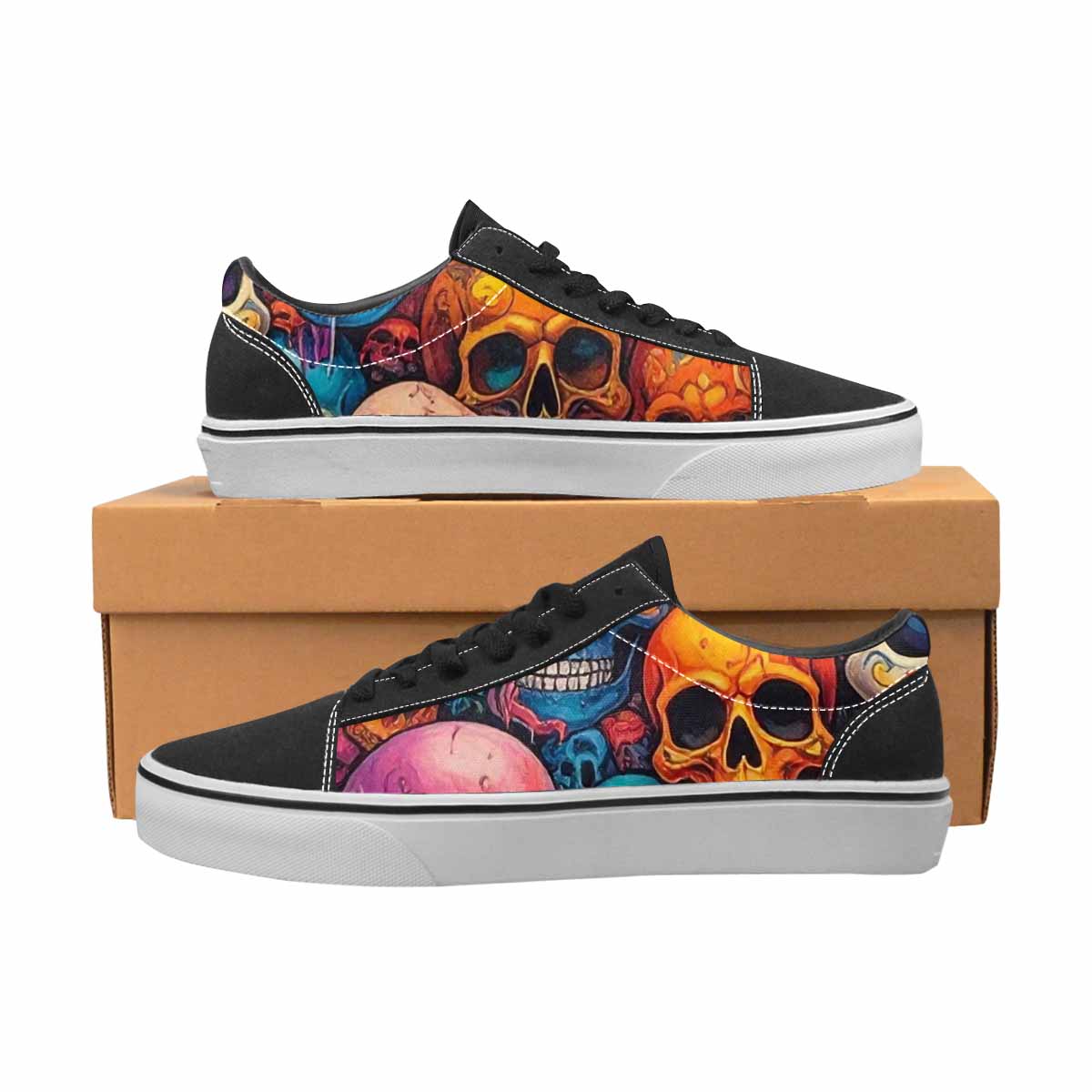 WOMEN'S Skulls (general) Skulls Lace-Up Canvas Kaleidoscope Sneakers