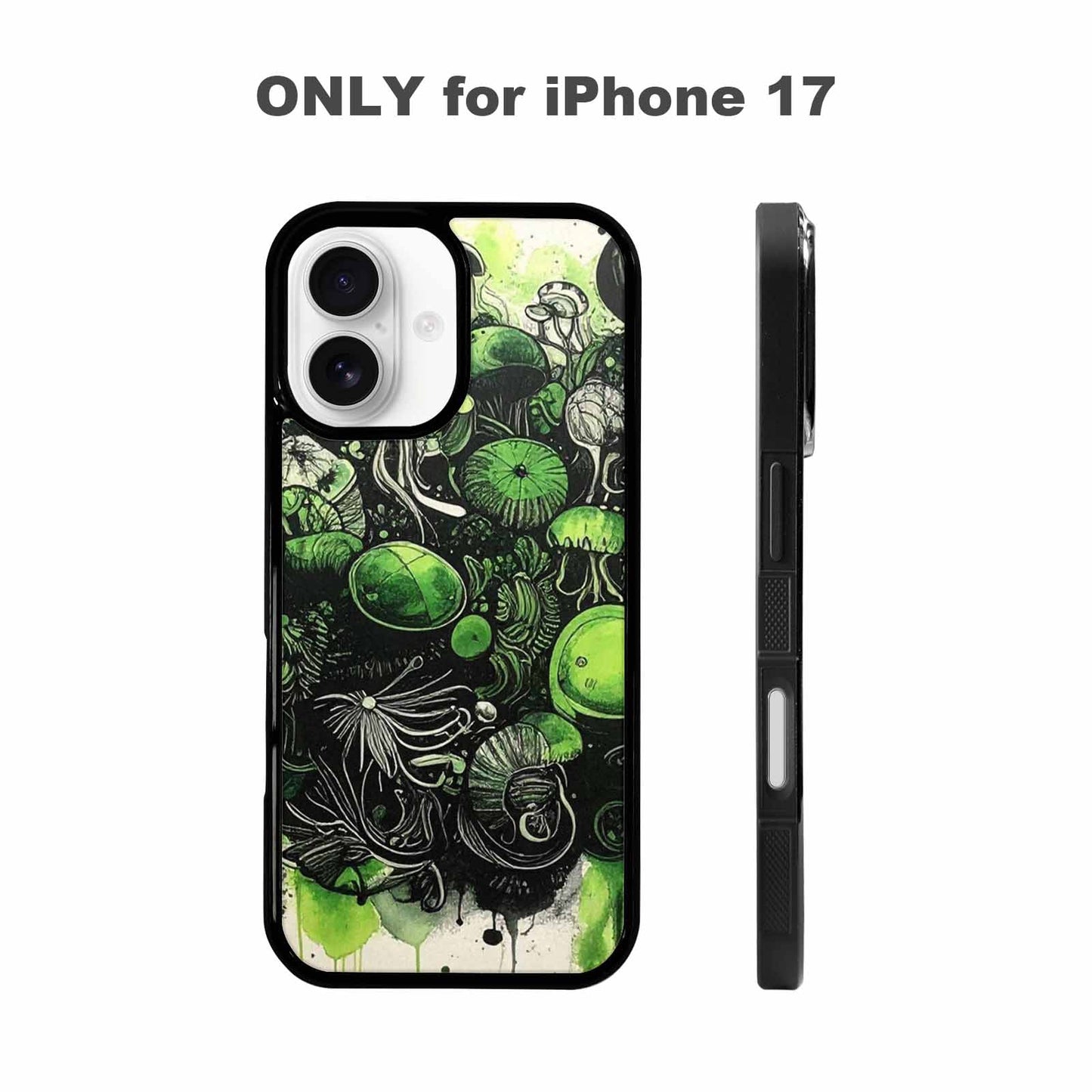 iPhone 17 Case — Sea Creature Burst Black Original Art, Custom Designed Case Cover