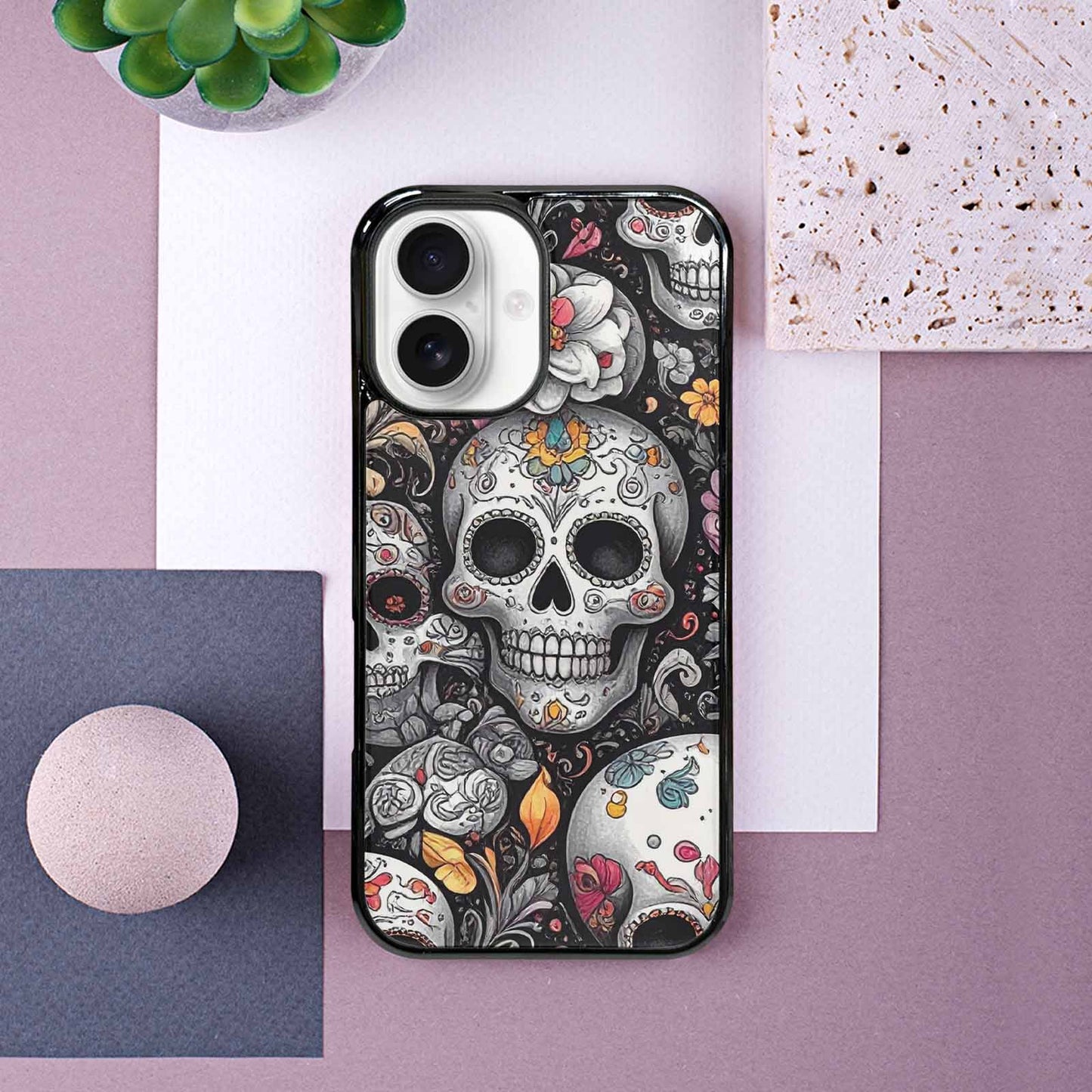 iPhone 16 Case — Greyscale Black And White Dark Black, Custom Print Case Cover