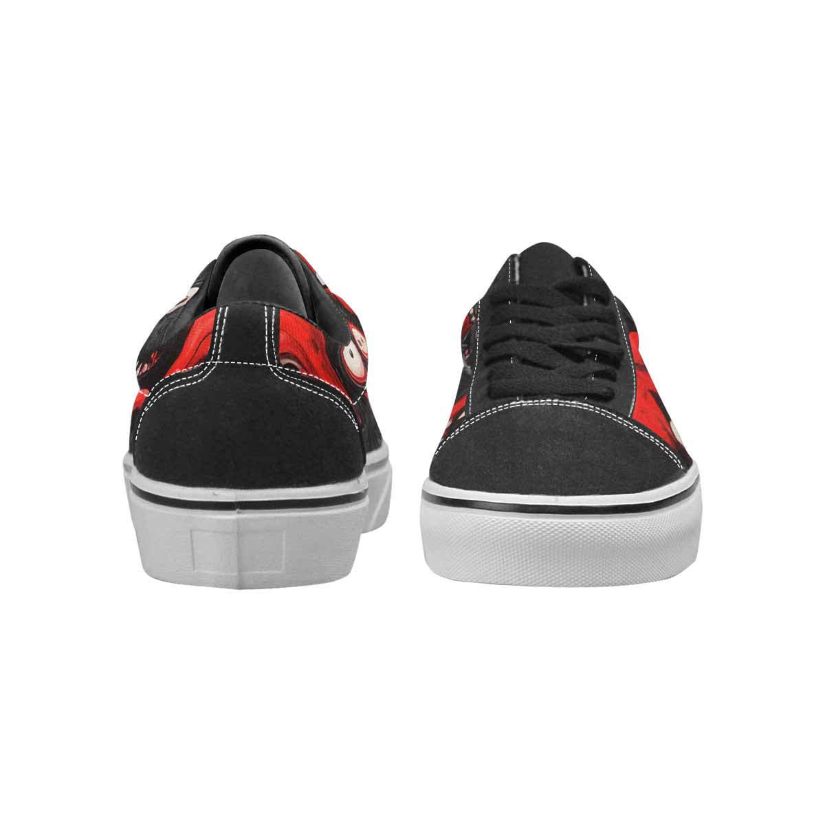 MEN'S Monsters Black & Red Ink Canvas Wearable Art Surreal Handmade Custom Shoes