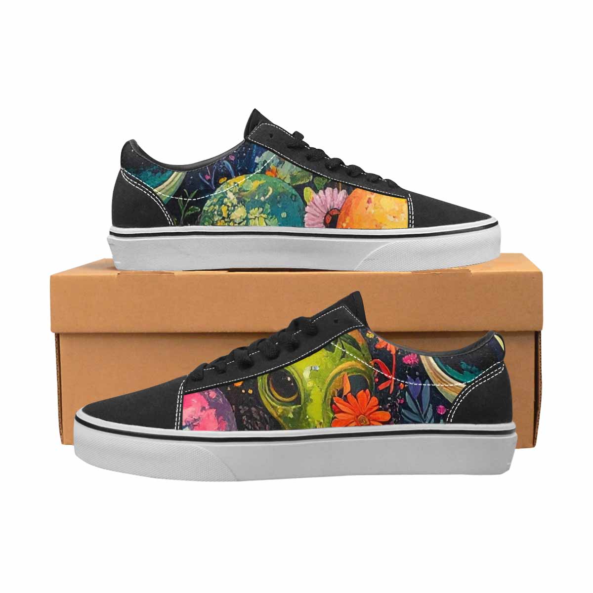 WOMEN'S Aliens Lace-Up Canvas Vibrant Chaos Custom Sneakers