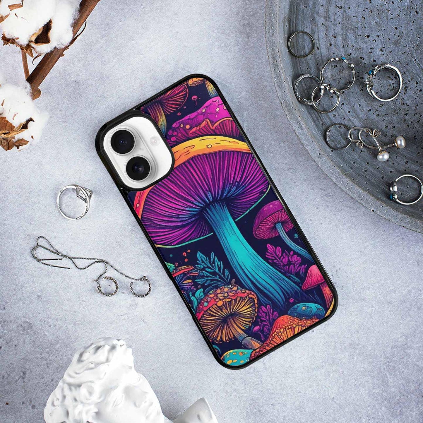 iPhone 16 Plus Case — Psychedelic Mushroom Custom Personalized Phone Cover, Custom Phone Case