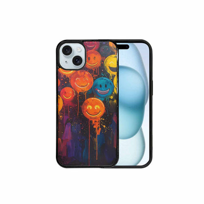 iPhone 15 Plus Case — Smiley Faces Glow Smiley Faces Pattern, Customized Protective Case