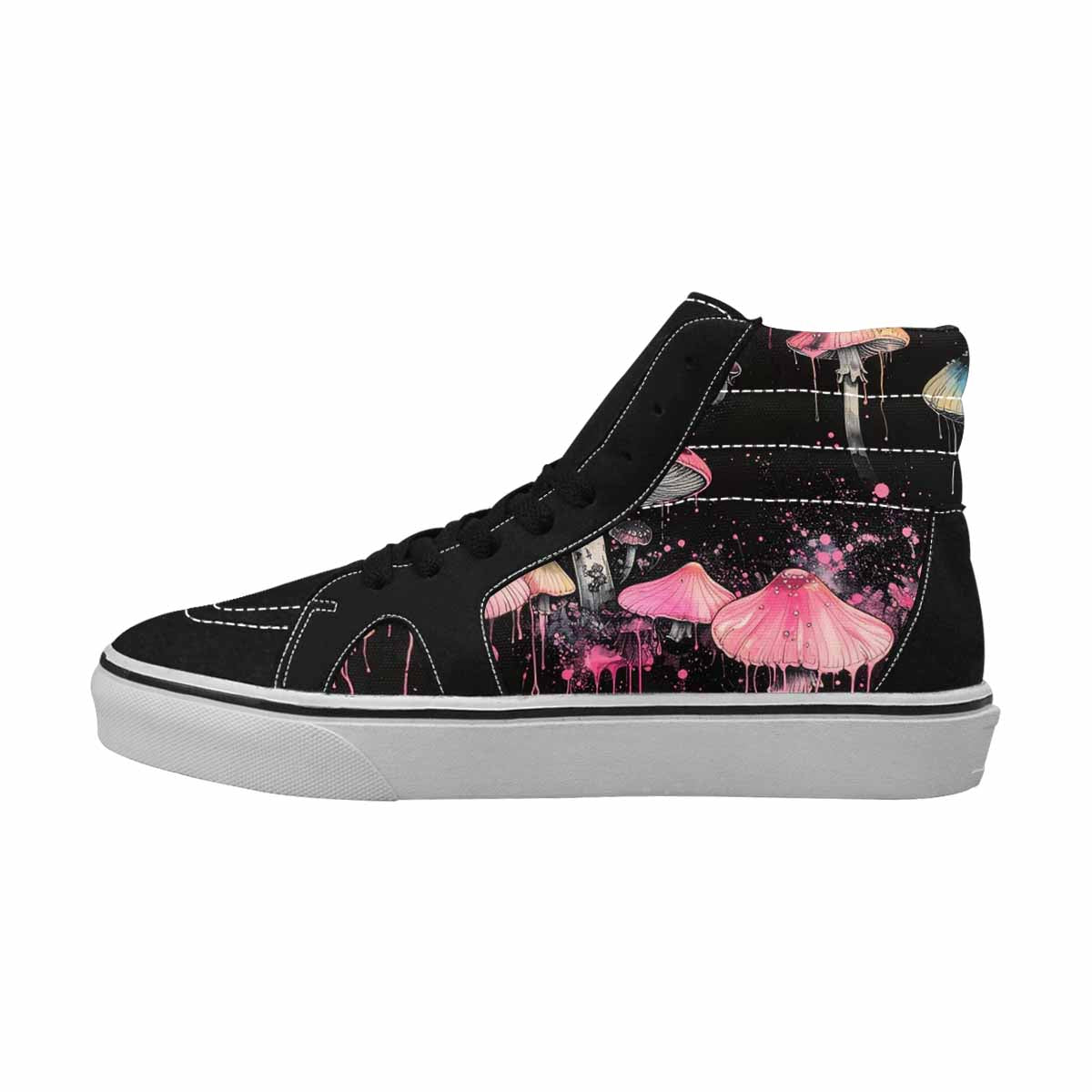 MEN'S Rainbow Drip Mushrooms High Top Canvas Neon Fantasy Custom Shoes