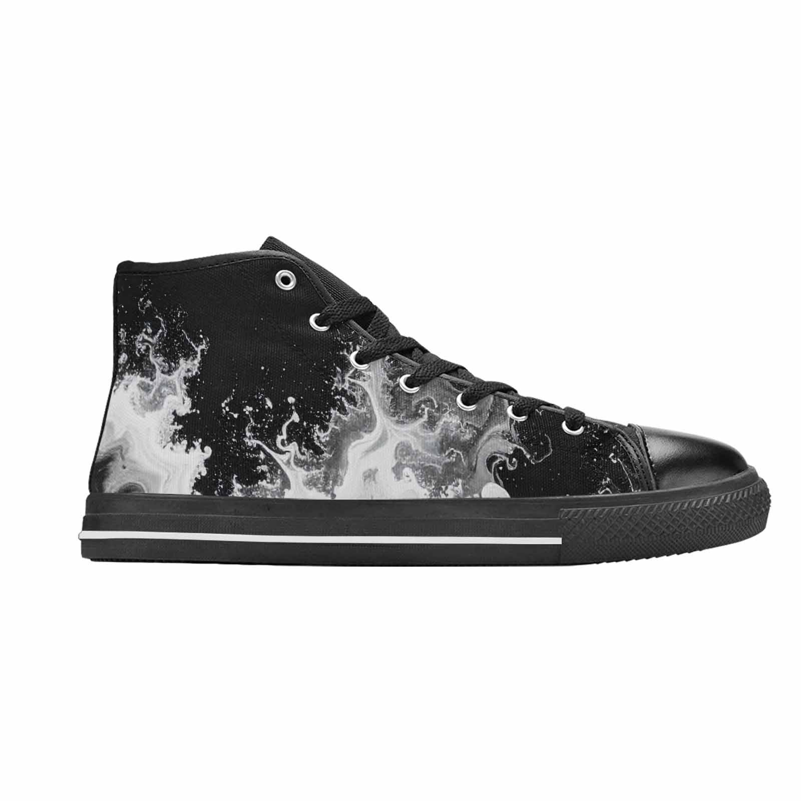 WOMEN'S Tie Dye Acid Wash Black White High Top Canvas Dreamcore Custom Sneakers