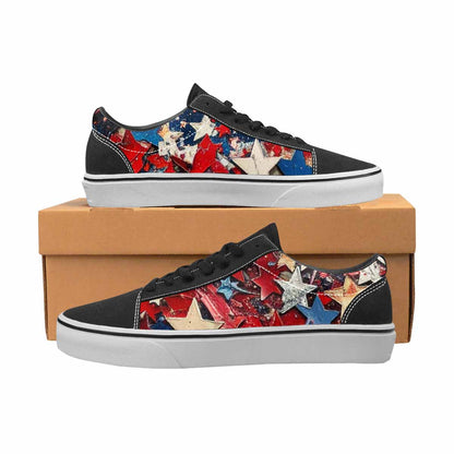 WOMEN'S Patriotic Stars Stripes Lace-Up Canvas Vibrant Chaos Custom Sneakers
