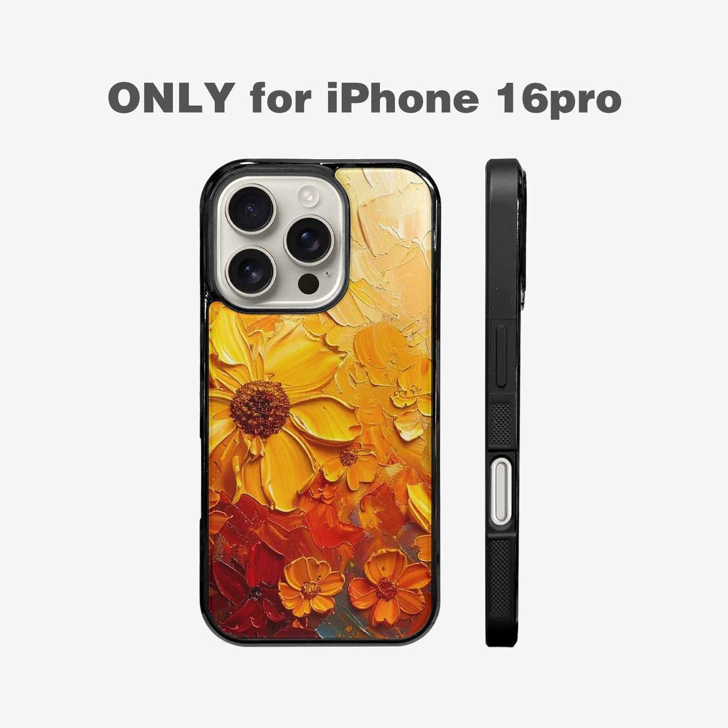 iPhone 16 Pro Case — Impressionist Sunflower Brushstroke Pattern Hundreds Of, Custom Printed Phone Case