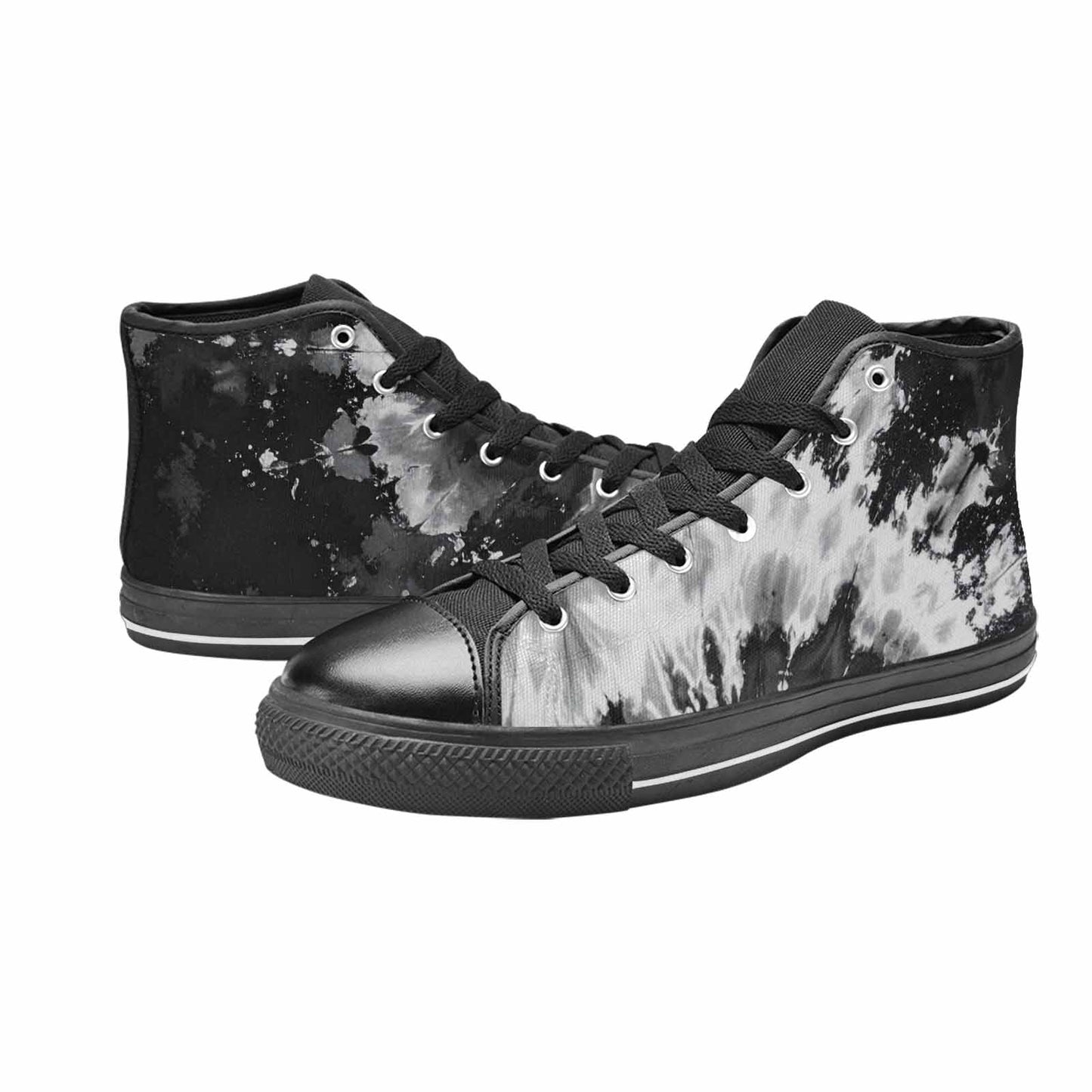 MEN'S Tie Dye Acid Wash Black White High Top Canvas Dark Academia Shoes