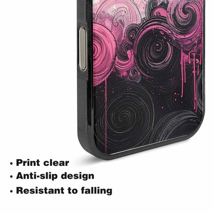 iPhone 15 Pro Max Case — Van Gogh Swirl Black Pink Ink, Custom Printed Phone Case