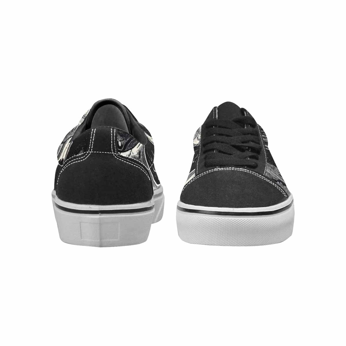WOMEN'S Skulls Roses Black Ink Canvas Lace-Up Wallpaper Art Custom Sneakers