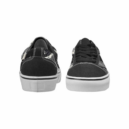 WOMEN'S Skulls Roses Black Ink Canvas Lace-Up Wallpaper Art Custom Sneakers