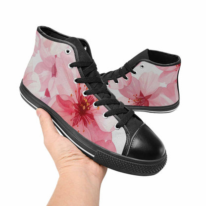 WOMEN'S Japanese Cherry Blossom High Top Canvas Wallpaper Art Custom Shoes