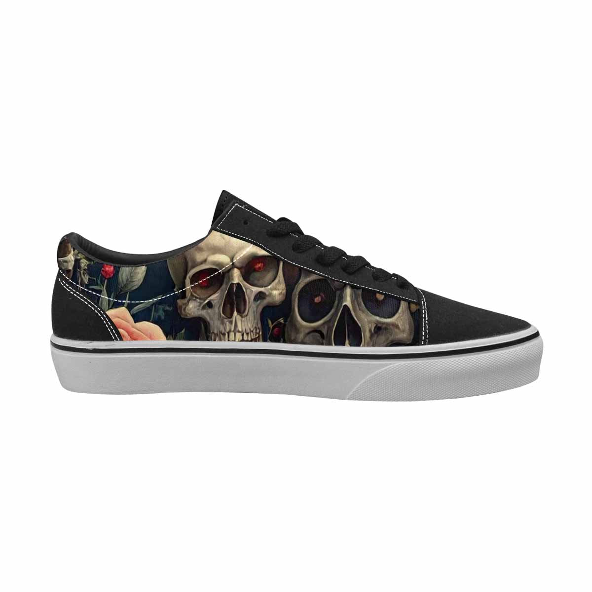WOMEN'S Skulls - Roses Canvas Lace-Up Cottagecore Custom Shoes