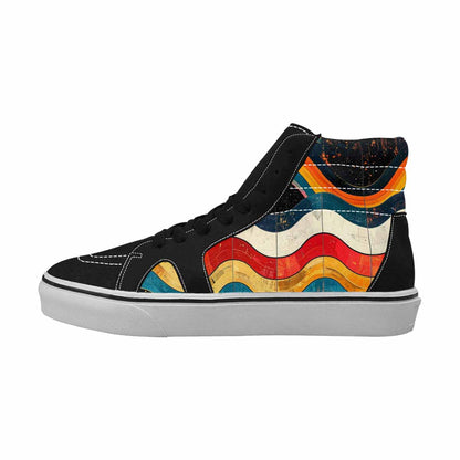 MEN'S Retro Wave Scallop Stripe High Top Canvas Grunge Custom Shoes