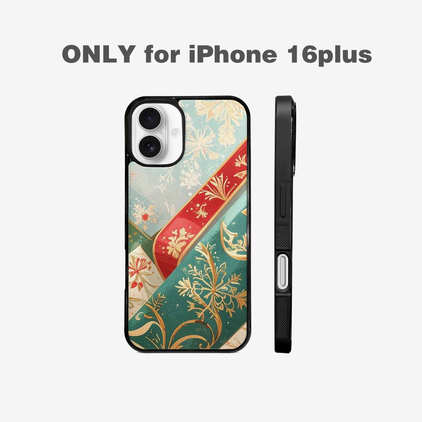 iPhone 16 Plus Case — Christmas Wrapping Paper Pattern Art Wallpaper, Personalized Phone Case