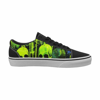 WOMEN'S Skeletons  Neon Green Lace-Up Canvas Dark Academia Sneakers